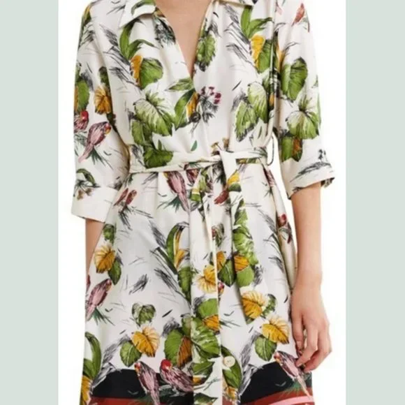 ZARA Tropical Print Duster Shirt Dress Size S - Picture 3 of 15
